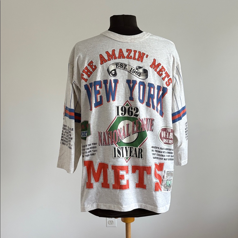 Vintage Long Gone New York Mets Allover Print T-Shirt Men's L MLB 90s